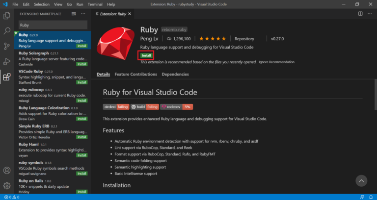 【Visual Studio Code】拡張機能のRubyを解説します | たいらのエンジニアノート