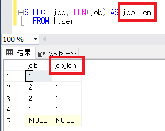 SQL ServerのLEN関数のヘッダー