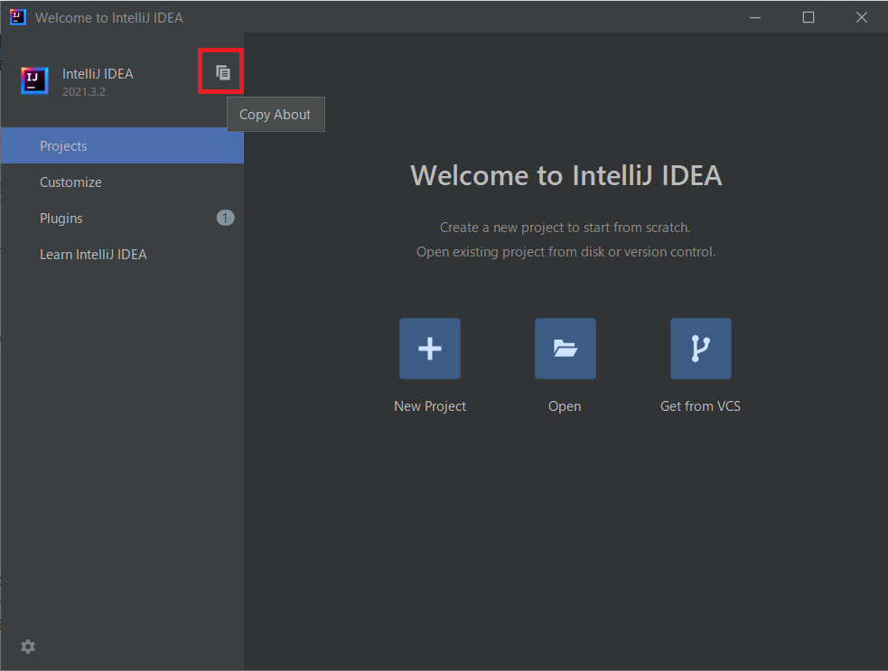 IntelliJ IDEAのバージョンを確認