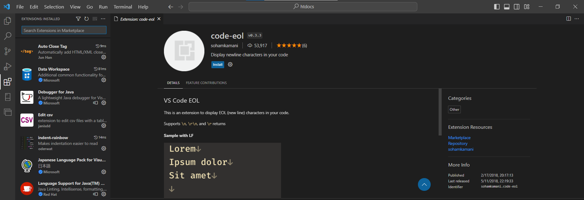Visual Studio Codeの拡張機能code-eolを解説