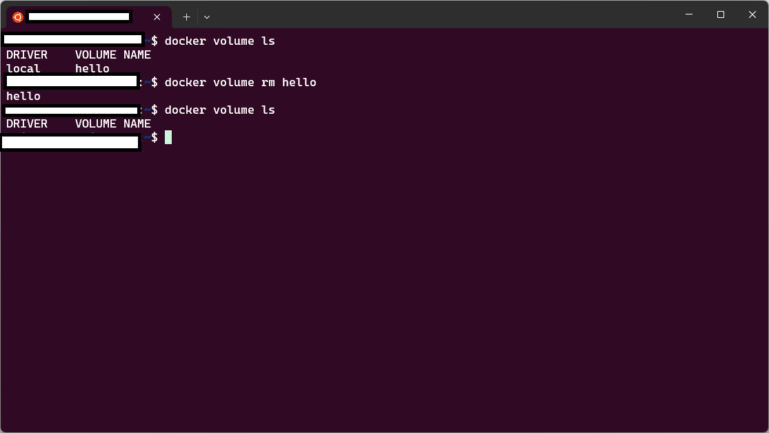  docker docker volume rm 